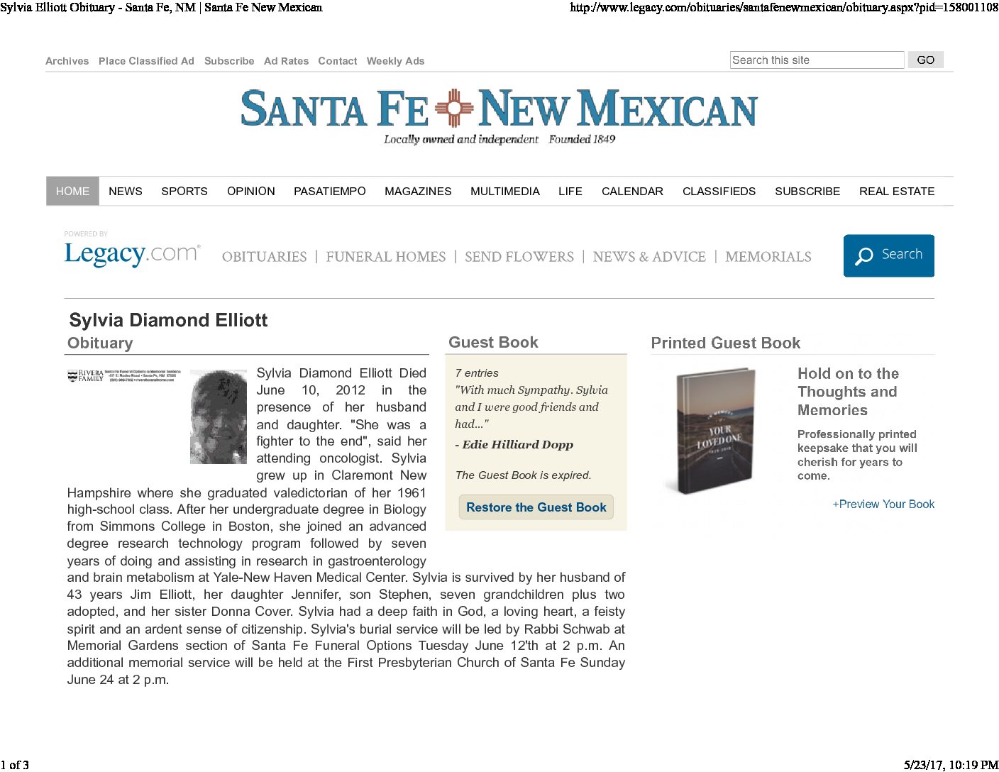 Remembering Mom, Sylvia Diamond Elliott, and Keeping Her Memory